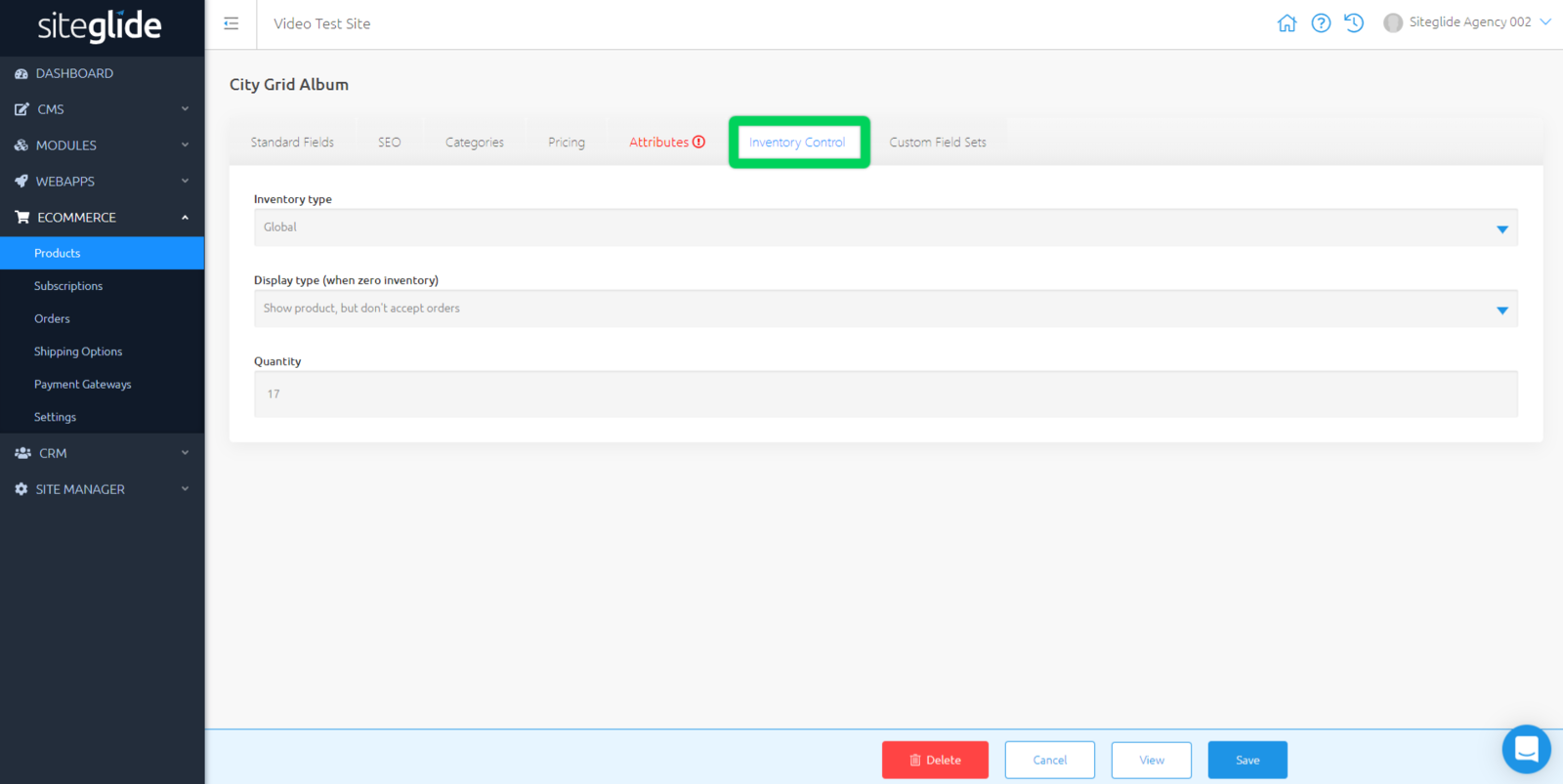 Setting Inventory Settings