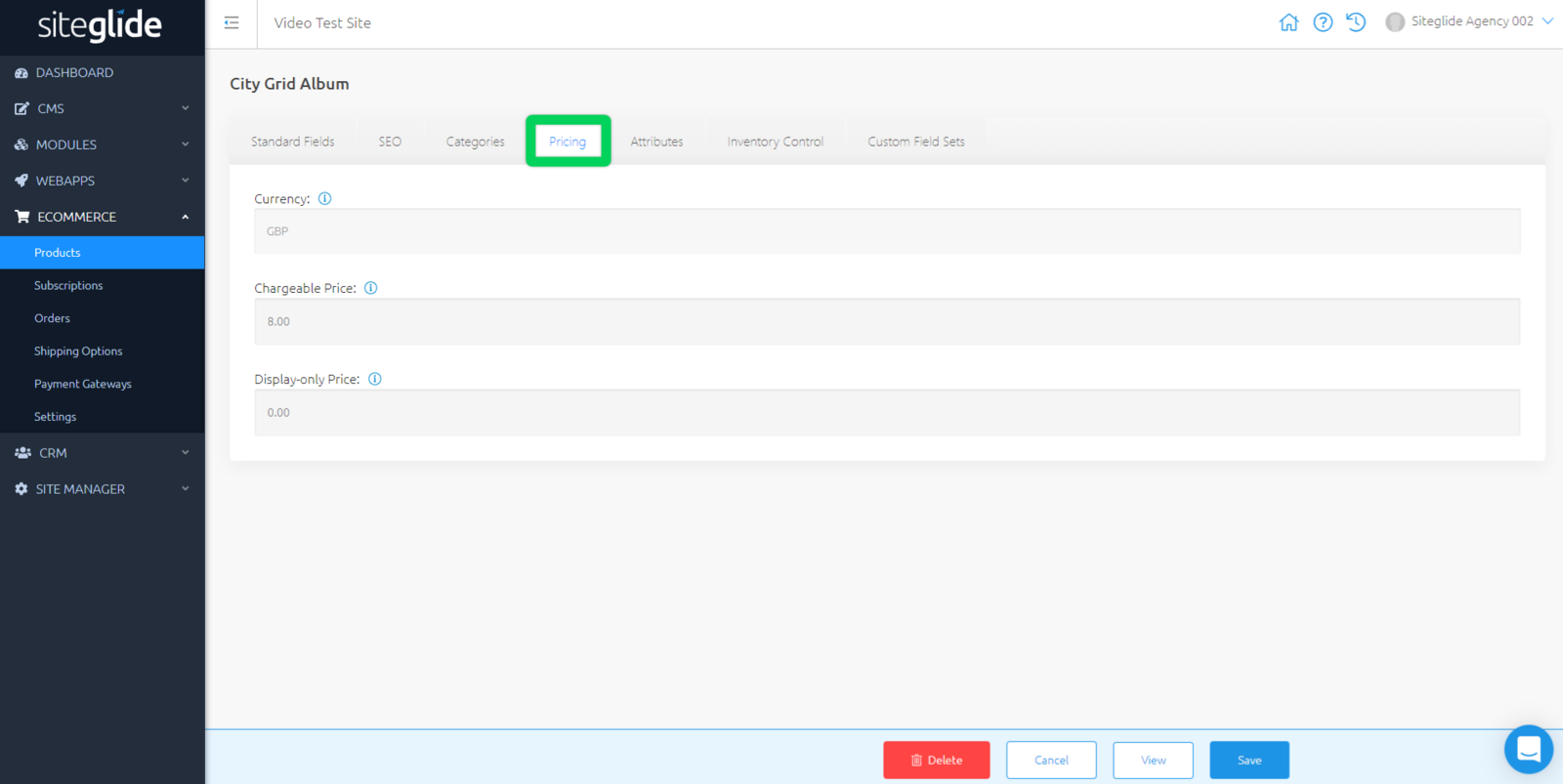 Pricing View