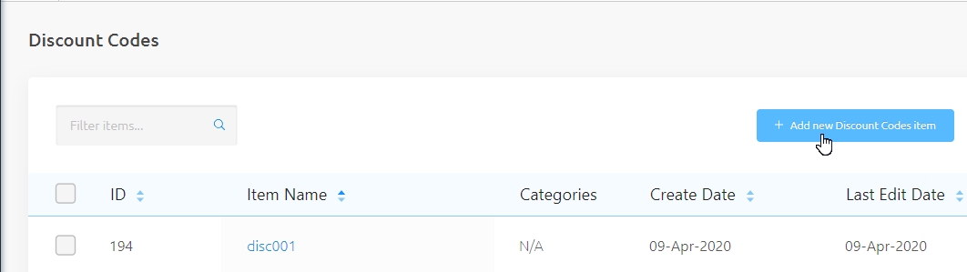 Discount Codes List